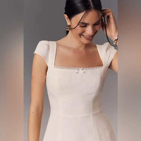 Reformation Loula Linen Mini Dress in White - Picture 5 of 10